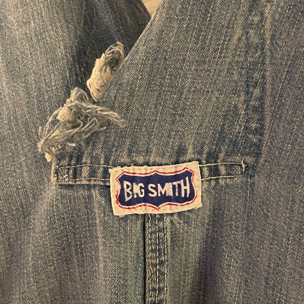 90s Big Smith Vintage Sugar Magnolia Festival Overalls with Peace Sign Patch - Picture 5 of 6